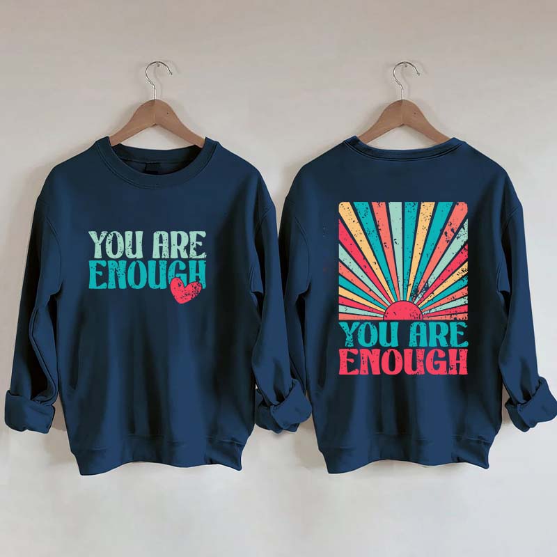 You Are Enough Vintage Retro Rainbow Sweatshirt