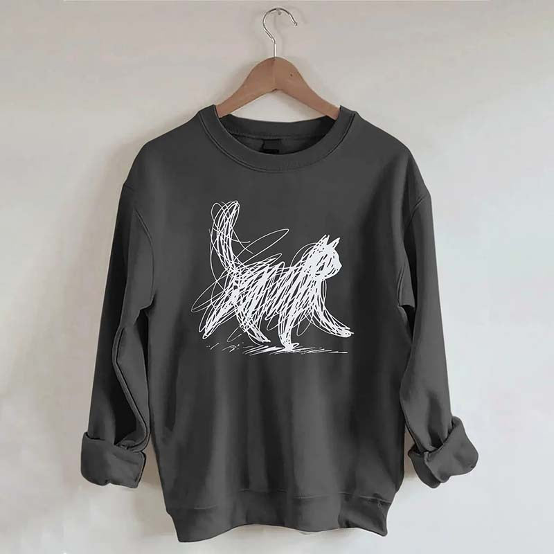 Abstract Scribble Cat Sweatshirt