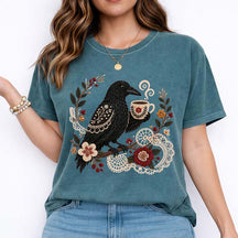 Boho Bird Crow Coffee Lover T-Shirt