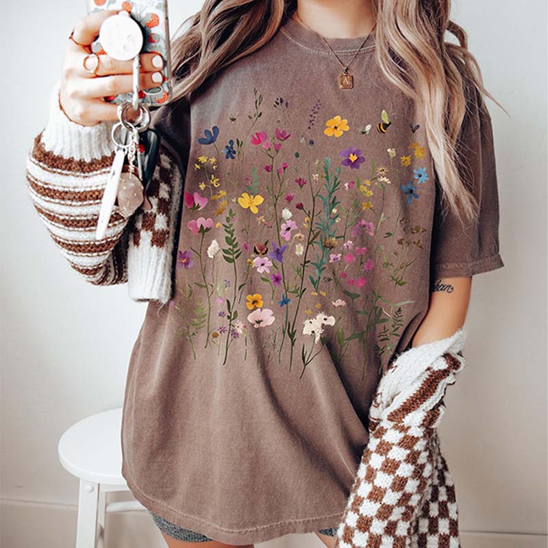 Boho Wildflowers & Bees Garden T-Shirt