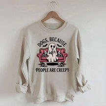 Retro Dogs Because People are Creepy Halloween Sweatshirt