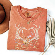Dry Bones Come Alive Skeleton Flowers T-Shirt