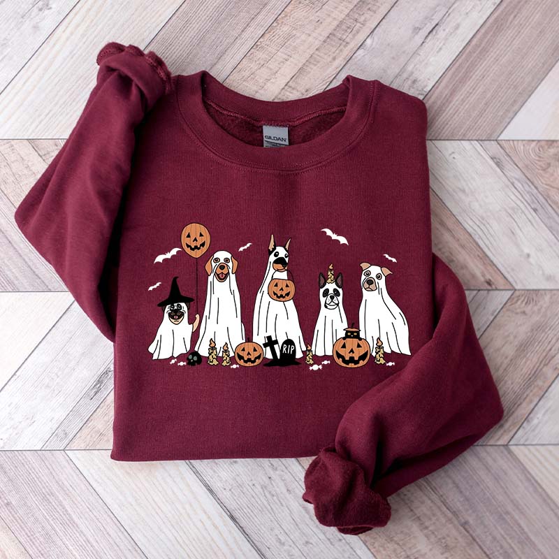 Retro Spooky Season Dog Ghost Sweatshirt