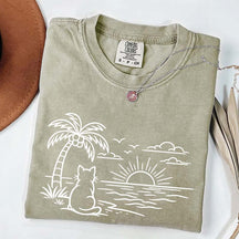 Cat Watching Sunset T-Shirt