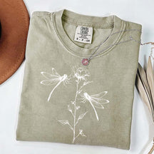 Comfort Color Womens Dragonfly Floral T-Shirt