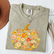 Flowers Pumpkin Comfort Colors T-Shirt