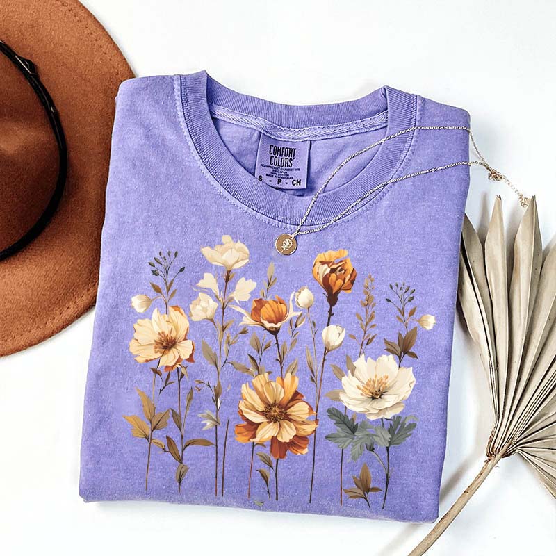 Comfort Colors Vintage Pressed Flowers Fall T-Shirt