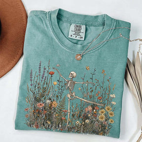 Skeleton Dancing Arabesque Wildflower Botanical Floral T-Shirt