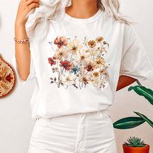 Retro Floral Boho Wildflowers Cottagecore T-Shirt