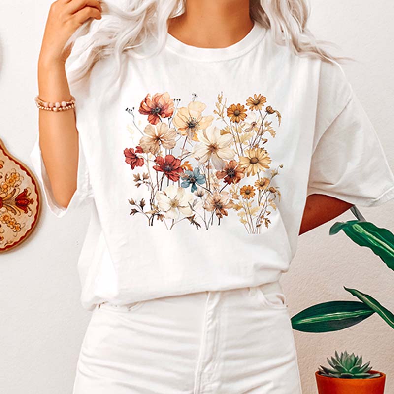 Retro Floral Boho Wildflowers Cottagecore T-Shirt
