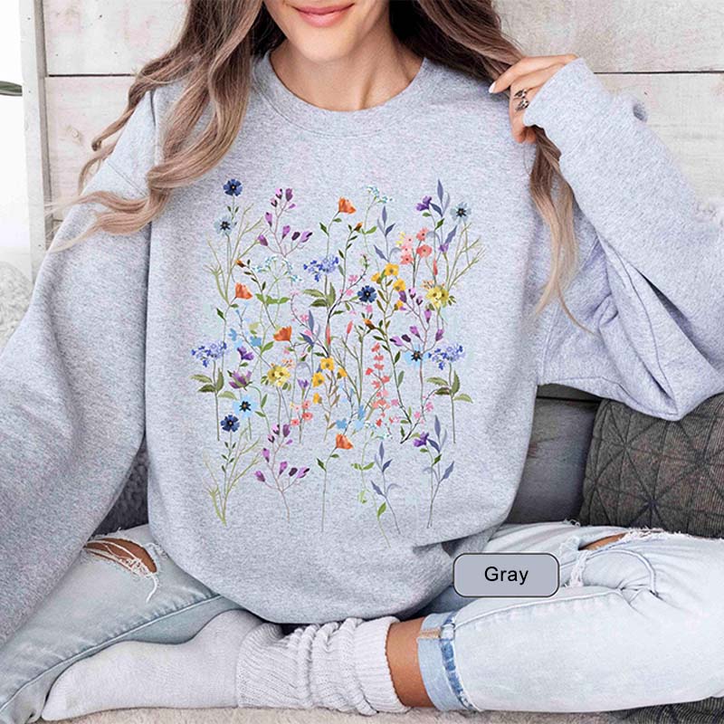 Vintage Pressed Flowers Gift For Gardener Sweatshirt