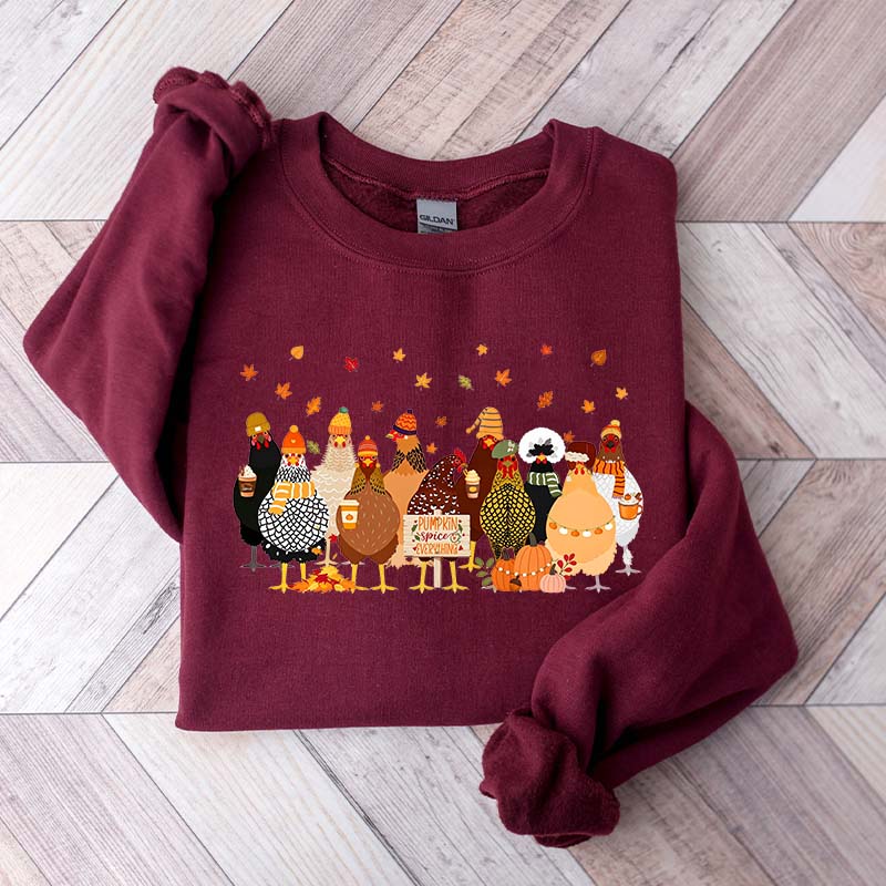 Humorous Fall Chickens Sweatshirt