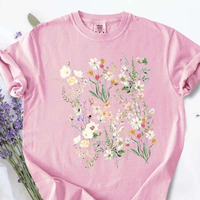 Vintage Watercolor Pressed White Flowers T-Shirt