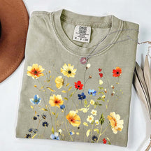 Delicate Floral Print Botanical T-Shirt