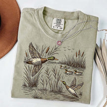 Retro Flying Mallard Duck T-Shirt