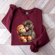 Cute Baby Monkey With Plush Toy Sweatshirt