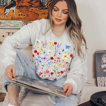 Vintage Pressed Flowers Comfort Color Sweatshirt