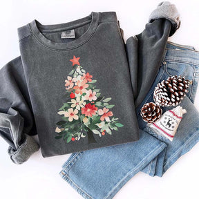 Winter Floral Christmas Tree Sweatshirt