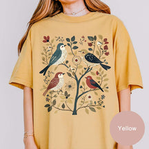 Cottagecore Birds and Flowers Folk Art T-Shirt