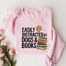 Retro Easily Distracted by Dogs and Books Sweatshirt