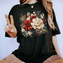 Christmas Flowers Comfort Colors T-Shirt