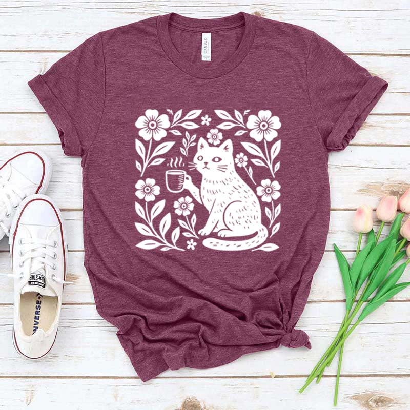 Boho Cat Coffee Lover T-Shirt