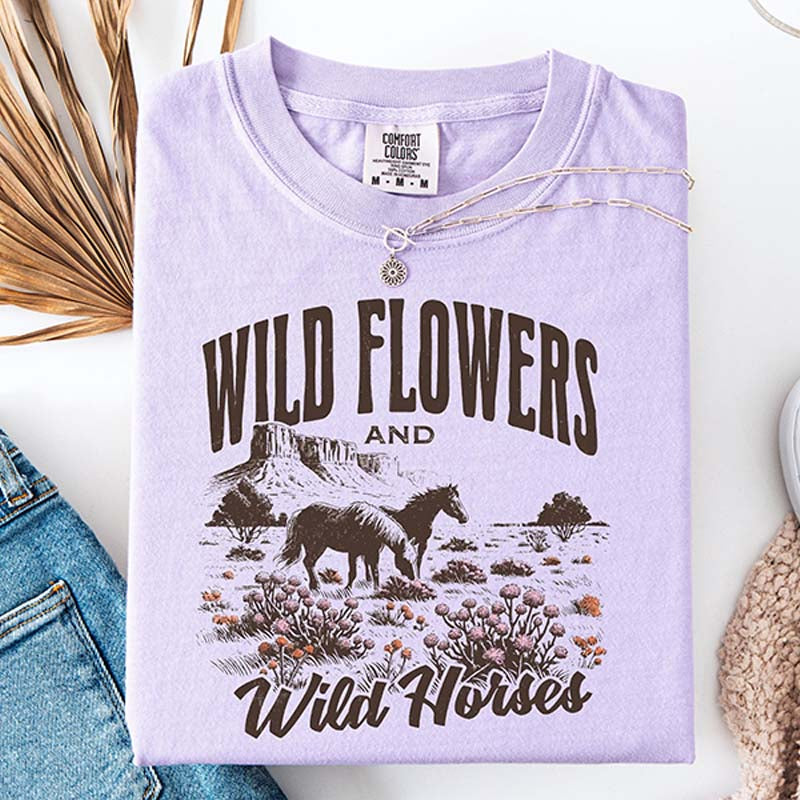 Women Vintage Wild Flowers T-Shirt