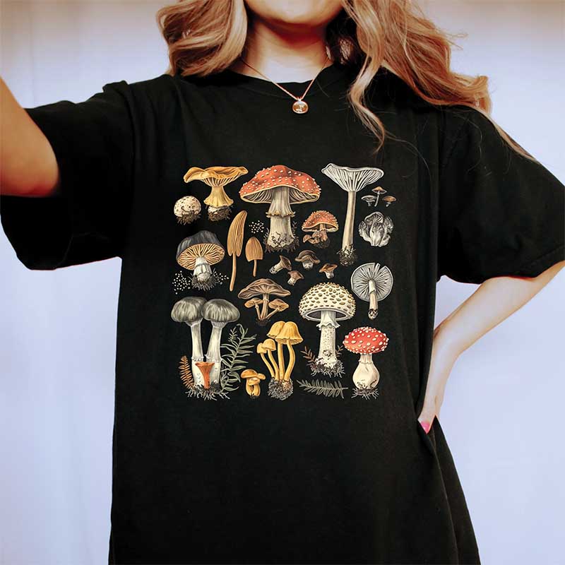 Cottagecore Botanical Mushroom Fungus T-Shirt