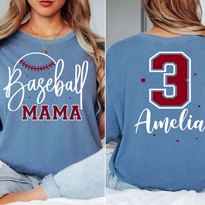 Personalized Comfort Colors Baseball Mama T-Shirt