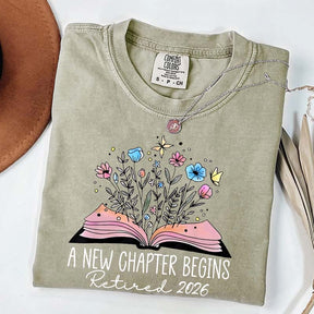 Floral Teachers 'A New Chapter Begins' Retired T-Shirt