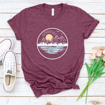 Mountain Lake Graphic Simple T-Shirt