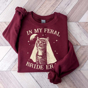 Retro Comfort Bride Wedding Cat Lover Sweatshirt