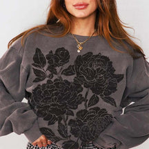 Vintage Linocut Flower Sweatshirt