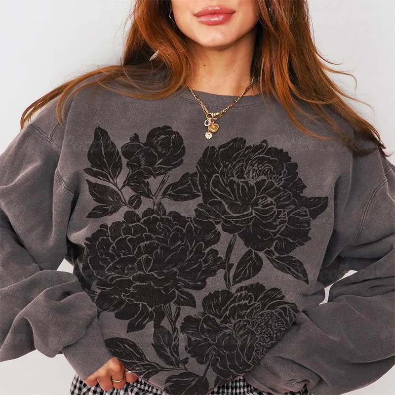 Vintage Linocut Flower Sweatshirt