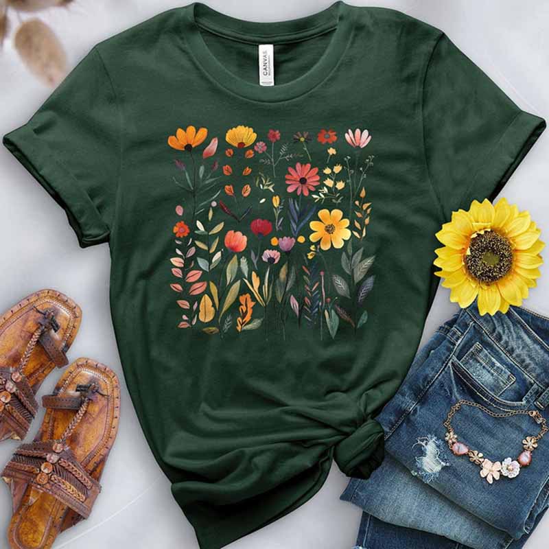 Floral Pink Flowers Printed T-Shirt