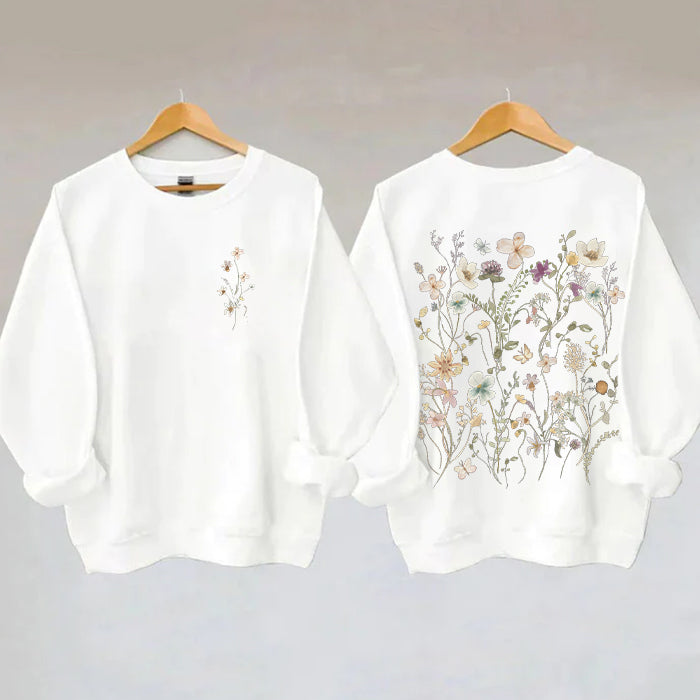 Sweat-shirt Vintage Fleurs Pressées