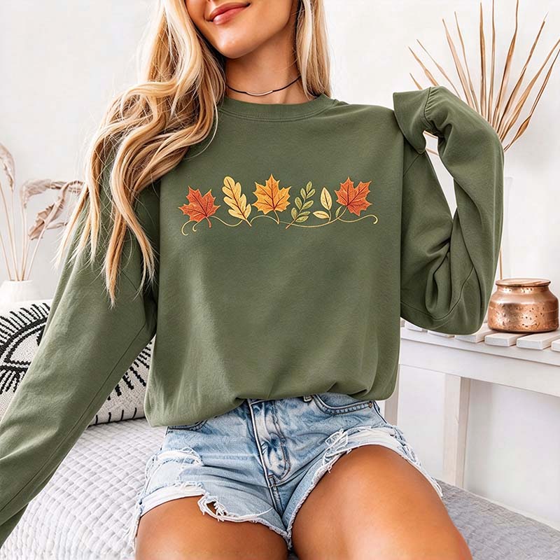 Long Sleeve Fall Autumn Leaves Sweatshirt