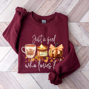 Just A Girl Who Loves Fall Football Coffee Sweatshirt