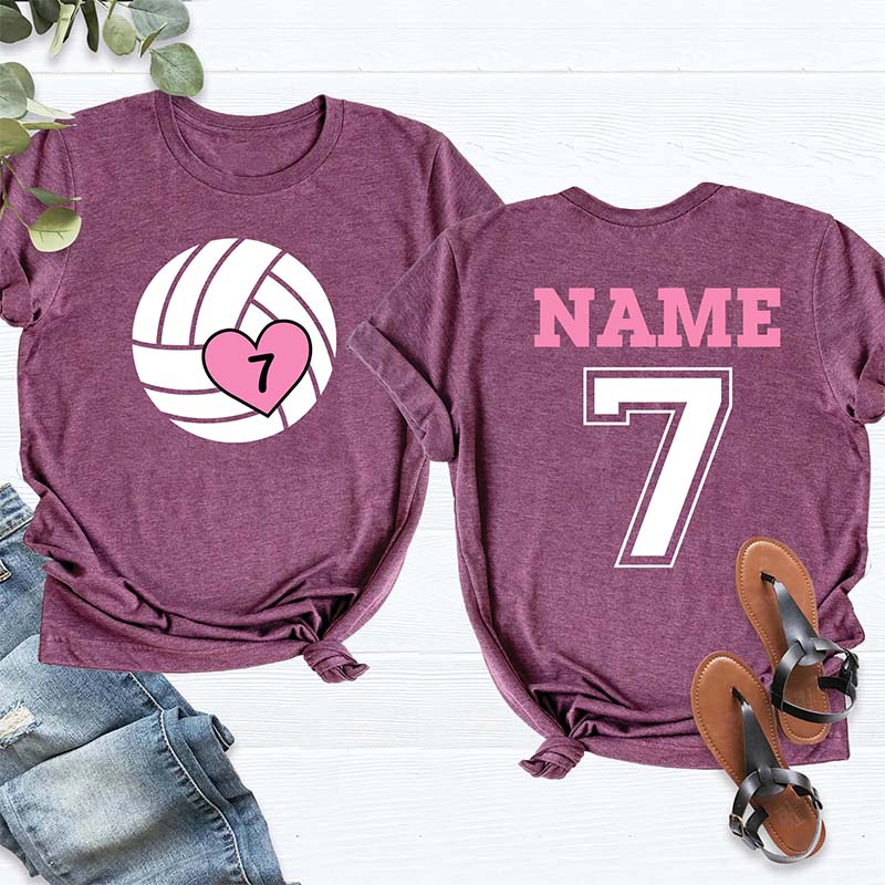 Custom Volleyball Heart Mom T-Shirt