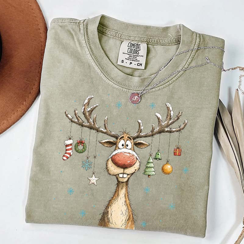 Retro Merry Christmas Retro Reindeer T-Shirt