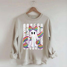 Preppy Ghost Coquette Leopard Girly Sweatshirt