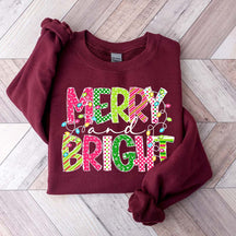 Merry and Bright Cute Family Christmas Sweatshirt