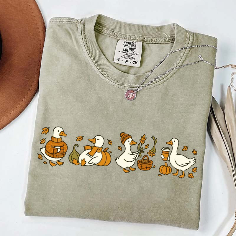 Fall Goose Vibes Autumn Coffee Pumpkin T-Shirt
