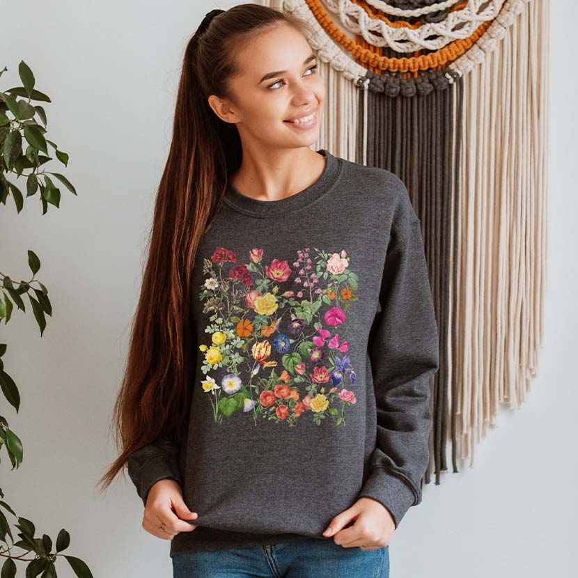 Cottagecore Comfort Colors Vintage Flowers Sweatshirt