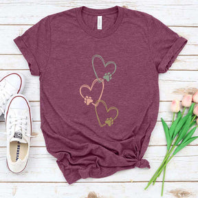 Dog Paw Heart Cat T-Shirt