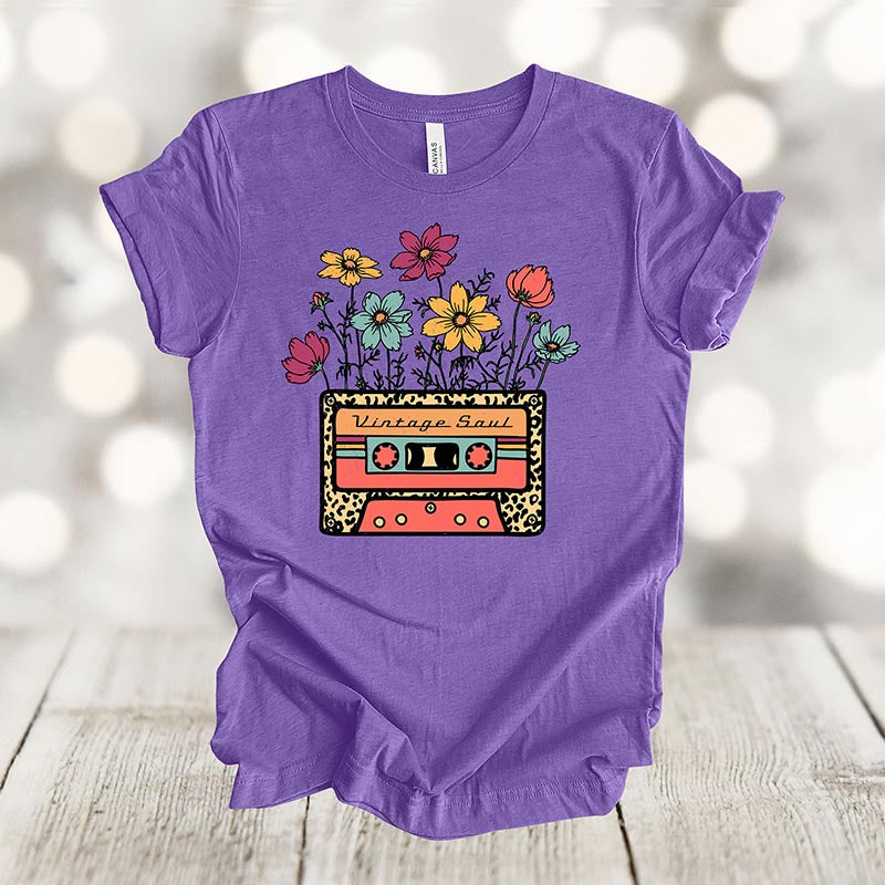 Old Cassette Tape Wildflowers T-shirt