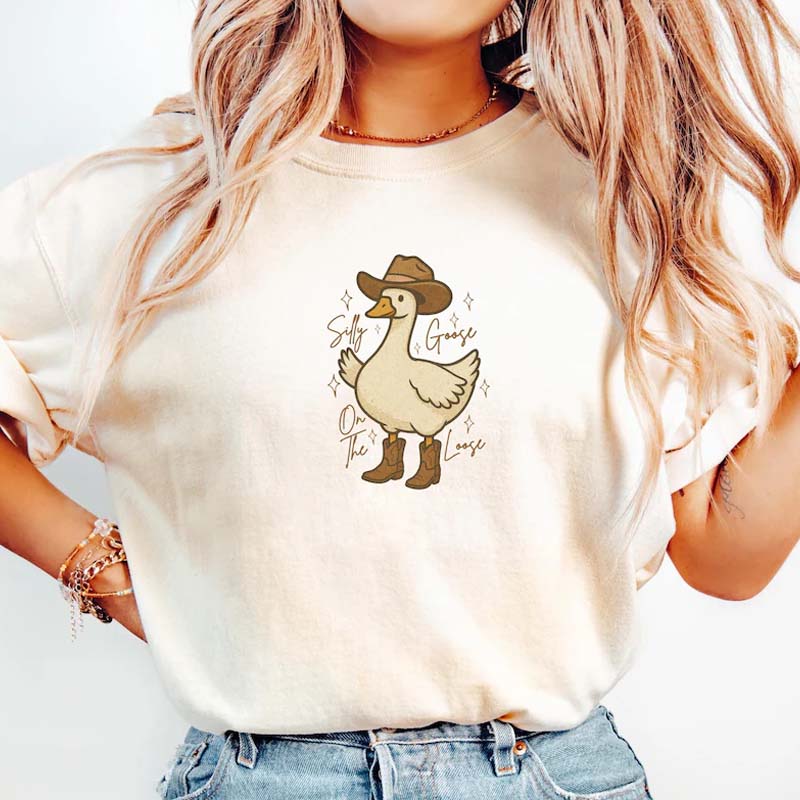 Retro Silly Goose On The Loose Western T-Shirt