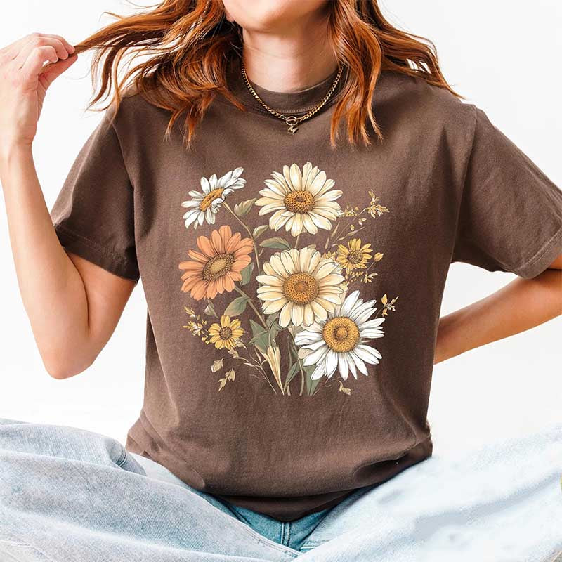 Vintage Pressed Sunflowers Garden Lover T-Shirt