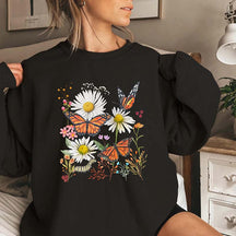 Monarch Butterfly Daisies Sweatshirt