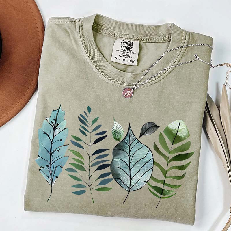 Teal and Green Leaves T-Shirt